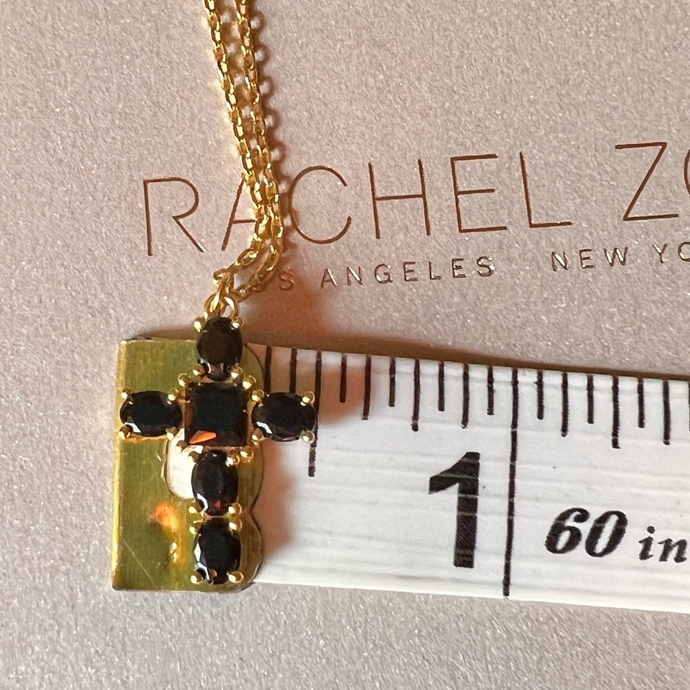 Rachel Zoe - 14k Gold Plated Sterling  Silver Cross with Black CZs - Picture 7 of 9